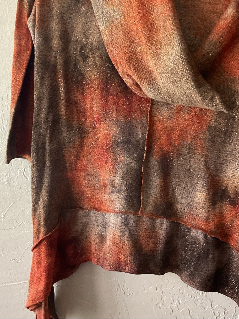 Coco Bianco Women's Rust and Brown Draped Tunic Sweater - Picture 4 of 8